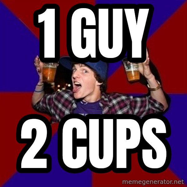 Sunny Student meme: 1 guy / 2 cups