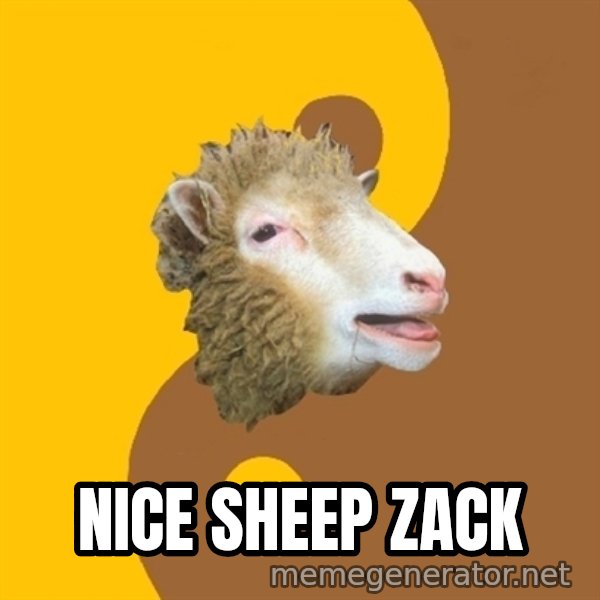 Sheep Obscurantist meme: NICE SHEEP ZACK