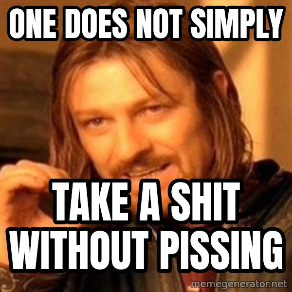One Does Not Simply meme: One does not simply / take a shit without pissing