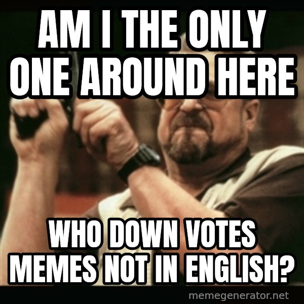 am i the only one around here meme: AM I THE ONLY ONE AROUND HERE / WHO DOWN VOTES MEMES NOT IN ENGLISH?
