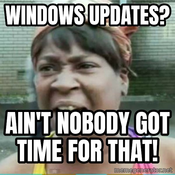 Sweet Brown Meme meme: Windows updates? / ain't nobody got time for that!