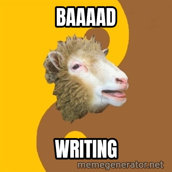 Sheep Obscurantist meme: BAAAAD / WRITING