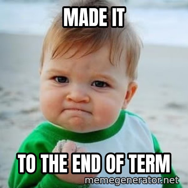 fist pump baby meme: Made it / to the end of term