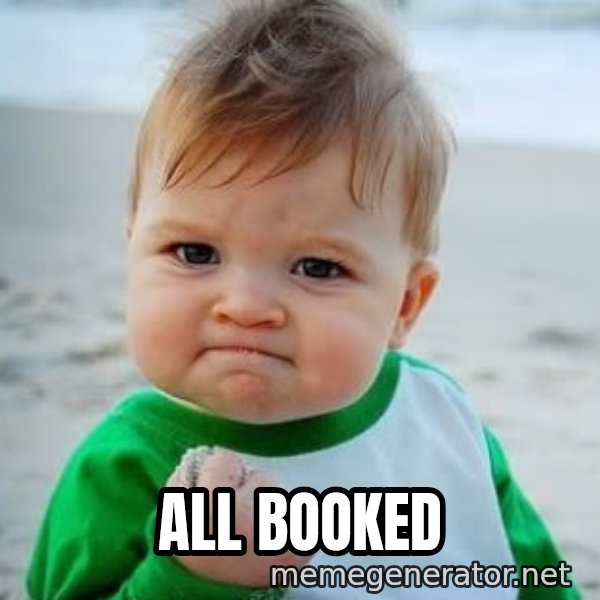 fist pump baby meme: all booked