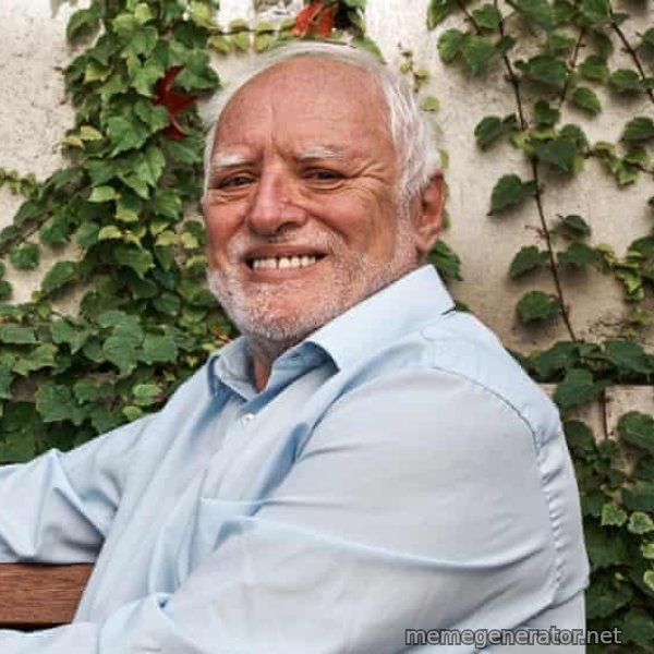 Harold on a Garden Bench meme template